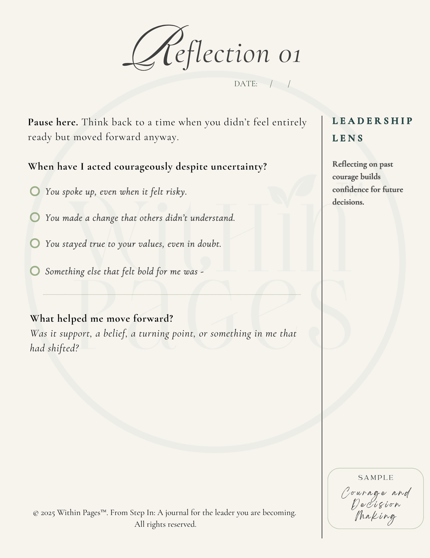 Step In: A Journal for the Leader you are Becoming