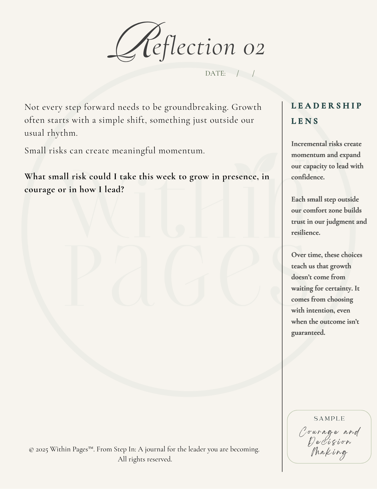 Step In: A Journal for the Leader you are Becoming