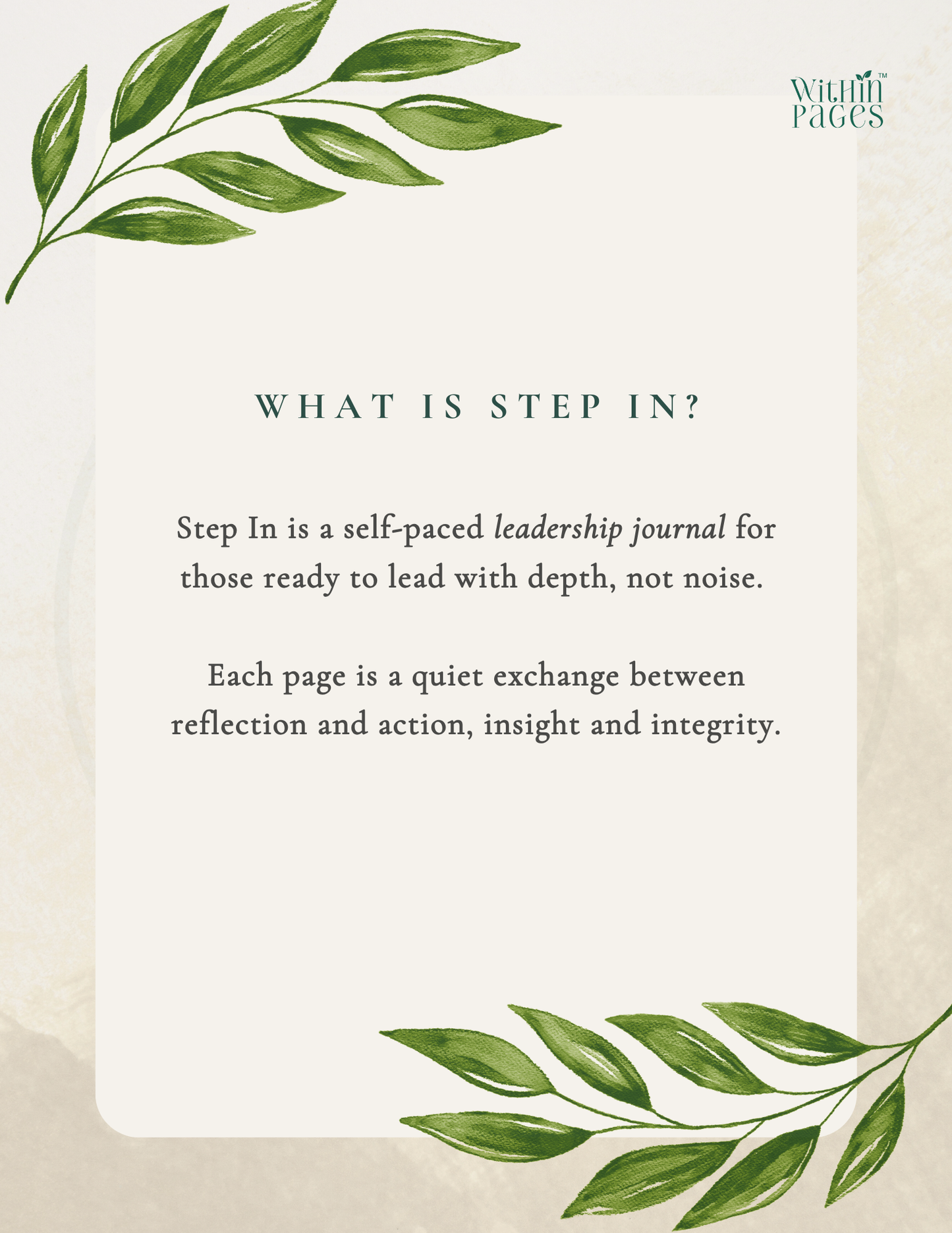 Step In: A Journal for the Leader you are Becoming