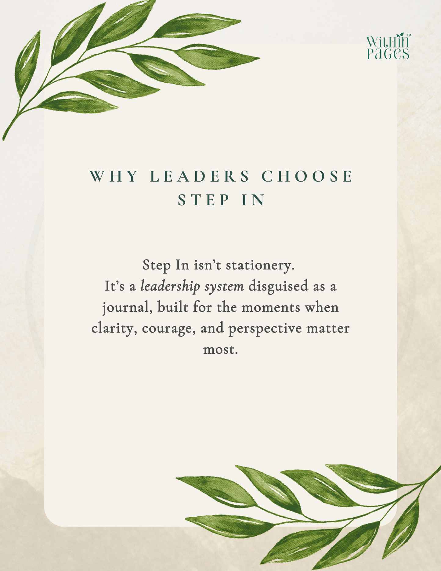 Step In: A Journal for the Leader you are Becoming